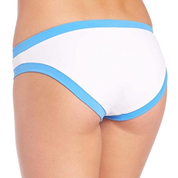MILLY Cabana Surfer Girl Bikini Bottom Colorblock White Blue Medium NWT - Picture 3 of 7